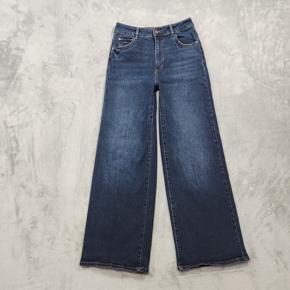 Well Worn Jeans Womens 6/28 Blue High Rise Wide Leg Relaxed Fit Stretch Denim